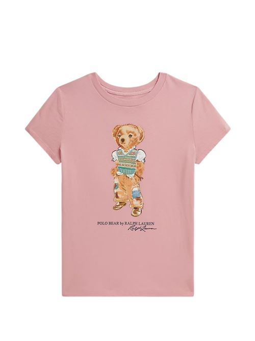 T-shirt bambina Polo Ralph Lauren rosa con stampa Polo Bear RALPH LAUREN KIDS | B20033001